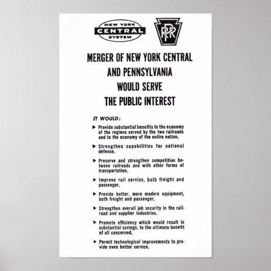 Poster de la fusion du chemin de fer Penn Central (Devant)