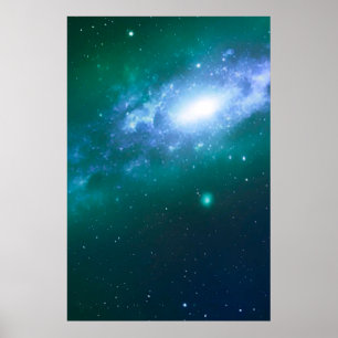 Poster de la Galaxie de rotation bleue verte