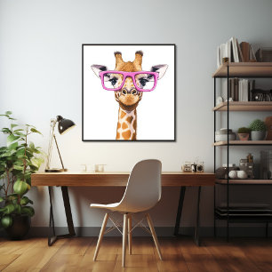 Poster de la girafe aux lunettes roses
