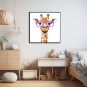 Poster de la girafe aux lunettes roses