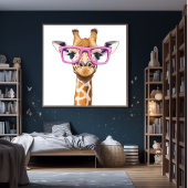 Poster de la girafe aux lunettes roses