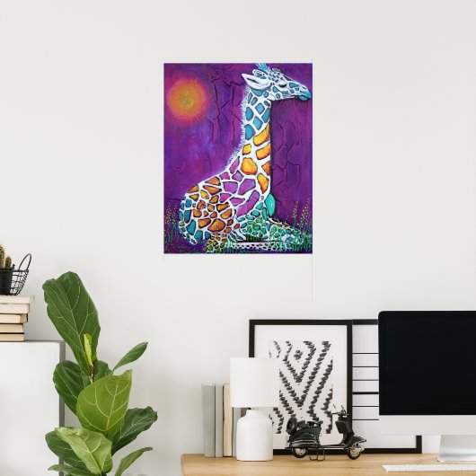Poster de la Giraffe colorée (Bureau à domicile)