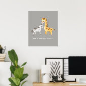 Poster de la Giraffe Cute et Zebra Wild Animal (Bureau à domicile)
