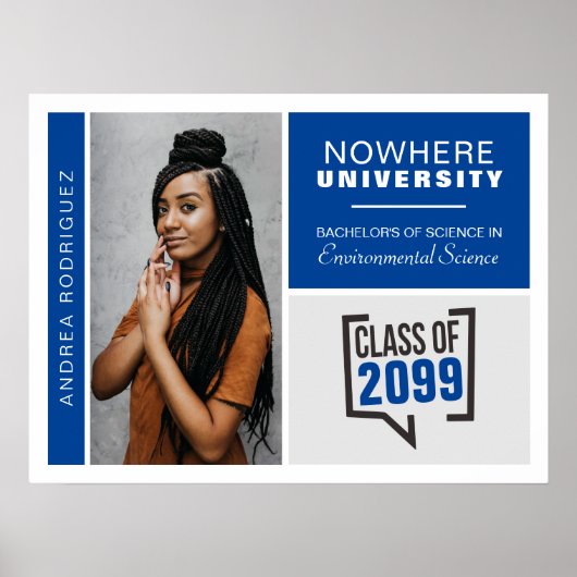 Poster de la Graduation Photo & Boîtes Bleues (Devant)