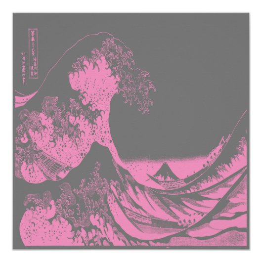 Poster de la Grande Vague rose et gris (Devant)
