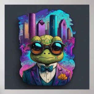 Poster de la grenouille sophistiquée dans la ville