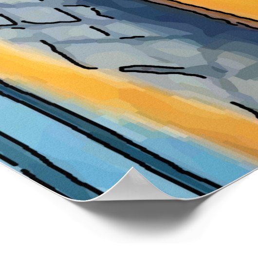 Poster de la guitare et du chat noir (Coin)