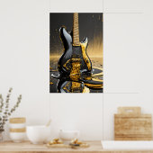 Poster de la Guitare Métallique Or et Noir Imprime (Cuisine)