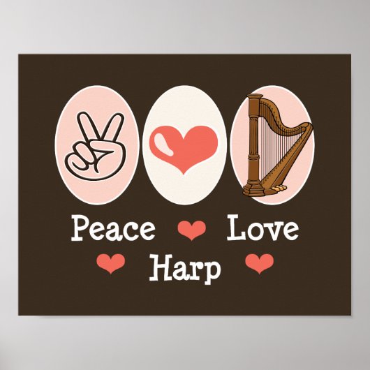 Poster de la harpe Peace Love (Devant)
