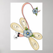 Poster de la libellule de fleurs (Devant)