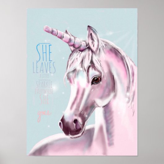 Poster de la licorne avec étincelle et citation (Devant)