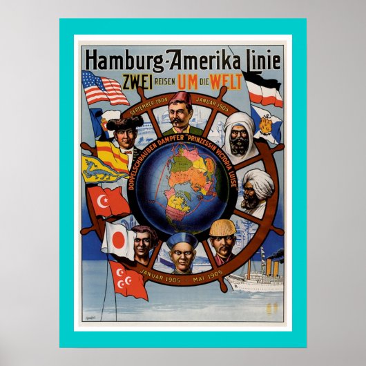 Poster de la ligne américaine de Hambourg (Devant)