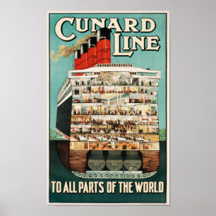Poster de la ligne Cunard (à toutes les parties du