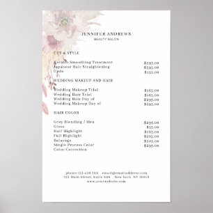 Poster de la liste de prix de la floraison moderne