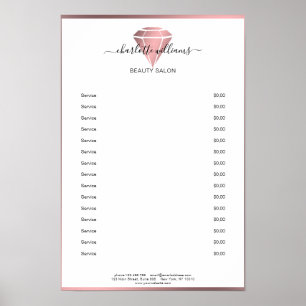 Poster de la Liste de Prix Diamant Moderne Rosegol