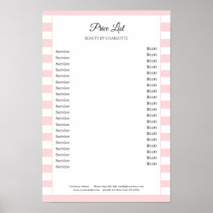 Poster de la liste de prix du Salon