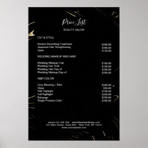 Poster de la liste des prix de l'or noir en marbre