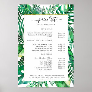 Poster de la liste des prix du salon tropical