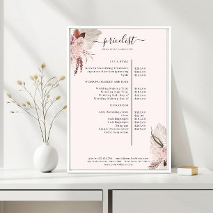 Poster de la liste des prix tendance Boho