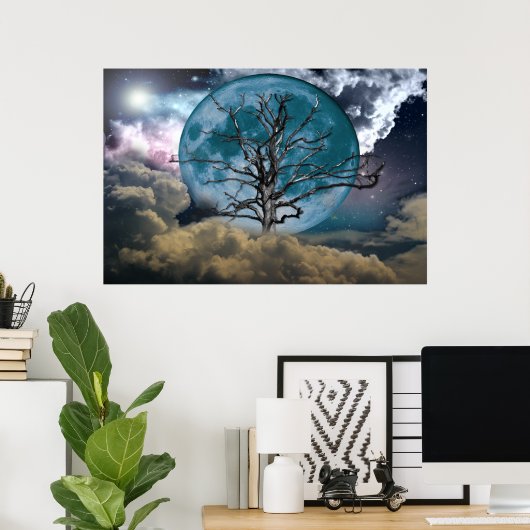 Poster de la Lune bleue (Bureau à domicile)