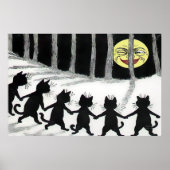 Poster de la lune de chats noir Imprimer (Devant)