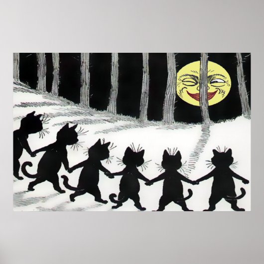 Poster de la lune de chats noir Imprimer (Devant)