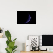 Poster de la lune de croissant bleu ciré (Bureau à domicile)