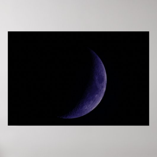 Poster de la lune de croissant bleu ciré (Devant)