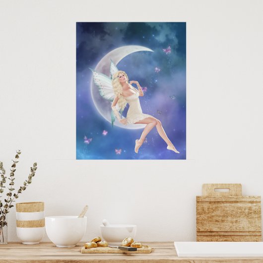 Poster de la lune de papillon blanc Imprimer (Cuisine)