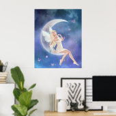 Poster de la lune de papillon blanc Imprimer (Bureau à domicile)