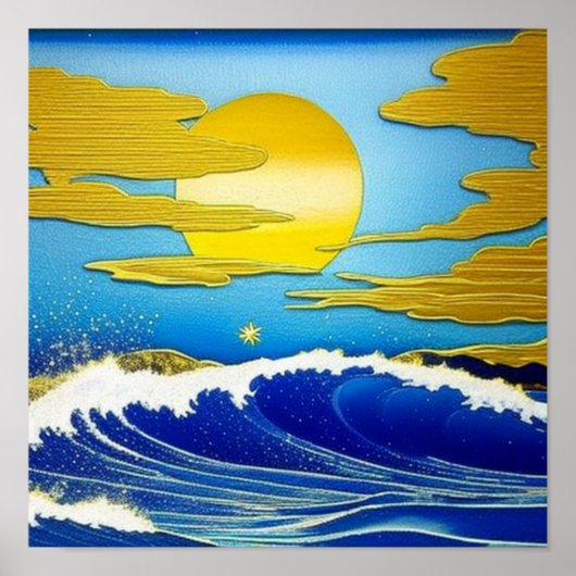 Poster de la Lune d'or en mer (Devant)