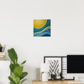 Poster de la lune et des vagues (Bureau à domicile)
