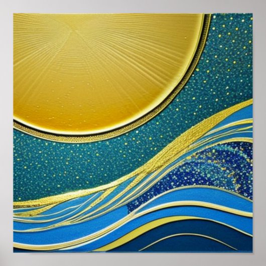 Poster de la lune et des vagues (Devant)