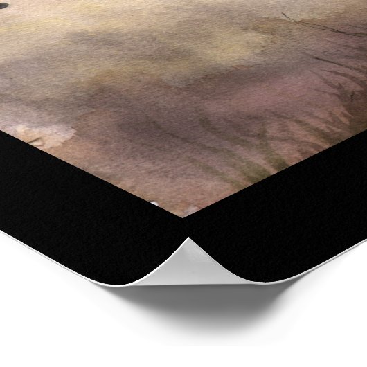 Poster de la lune jaune Automne Fée Imprimer (Coin)