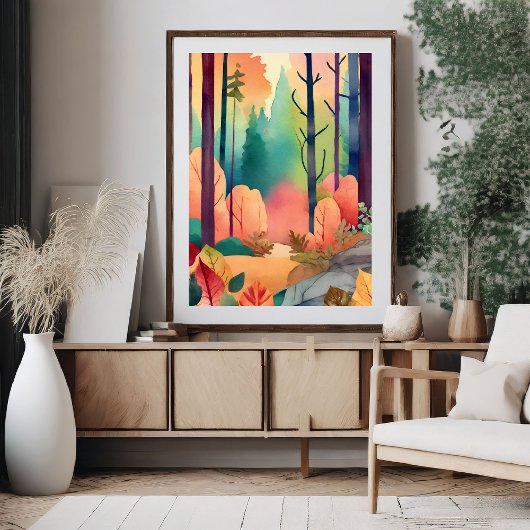 Poster de la magie de la forêt en aquarelle