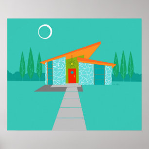 Poster de la maison de dessin de l'ère spatiale