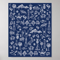 Poster de la Marine Blue Charleston Toile