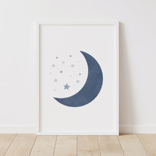 Poster de la Marine Blue Moon et Stars Boy Nursery