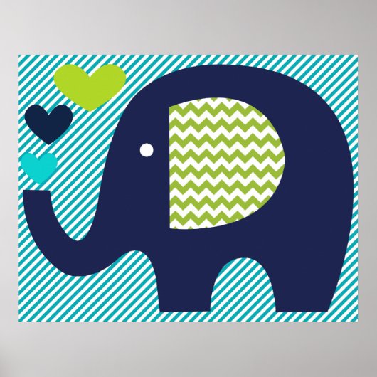 Poster de la marine et de la Turquoise Elephant Nu (Devant)