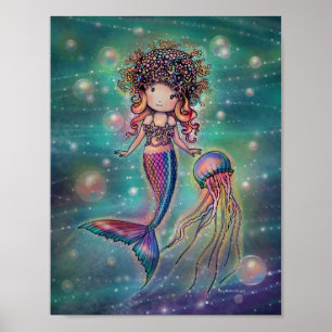 Poster de la mignonne sirène et de la méduse Molly