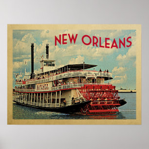Poster de la Nouvelle-Orléans Louisiana River Bate