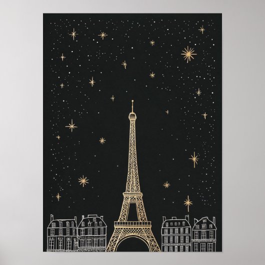 Poster de la nuit étoilée à Paris (Devant)