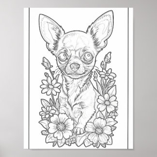 Poster De La Page De Coloration Du Chihuahua Avec 