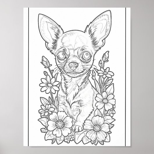 Poster De La Page De Coloration Du Chihuahua Avec (Devant)