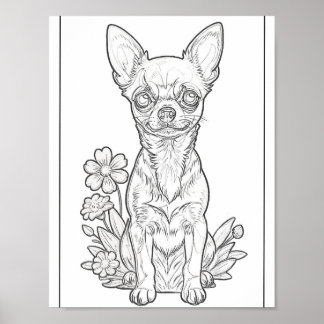 Poster de la page de coloriage du Chihuahua et des