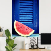 Poster de la pastèque et de la fenêtre bleue (Bureau à domicile)