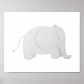 Poster de la pépinière d'aquarelle de bébé éléphan (Devant)