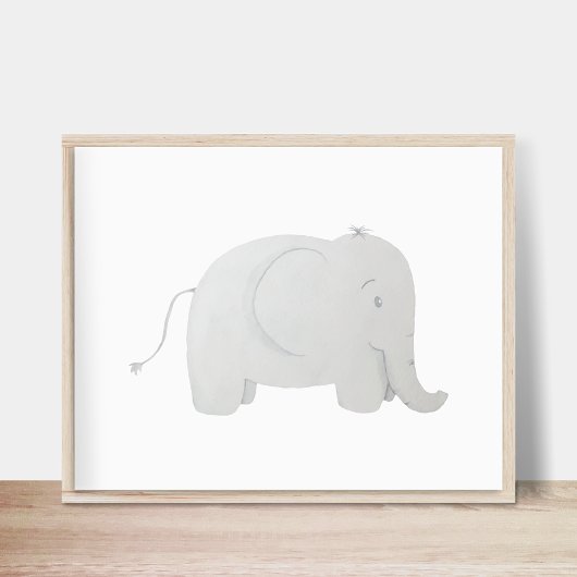 Poster de la pépinière d'aquarelle de bébé éléphan