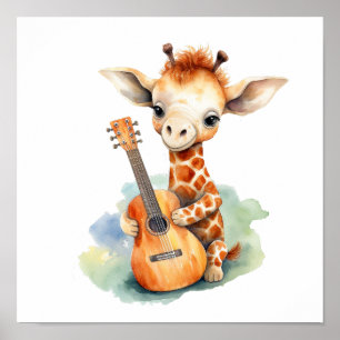 Poster de la pépinière Giraffe avec une guitare