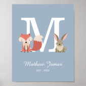 Poster de la pépinière Monogramme initial pour béb (Devant)